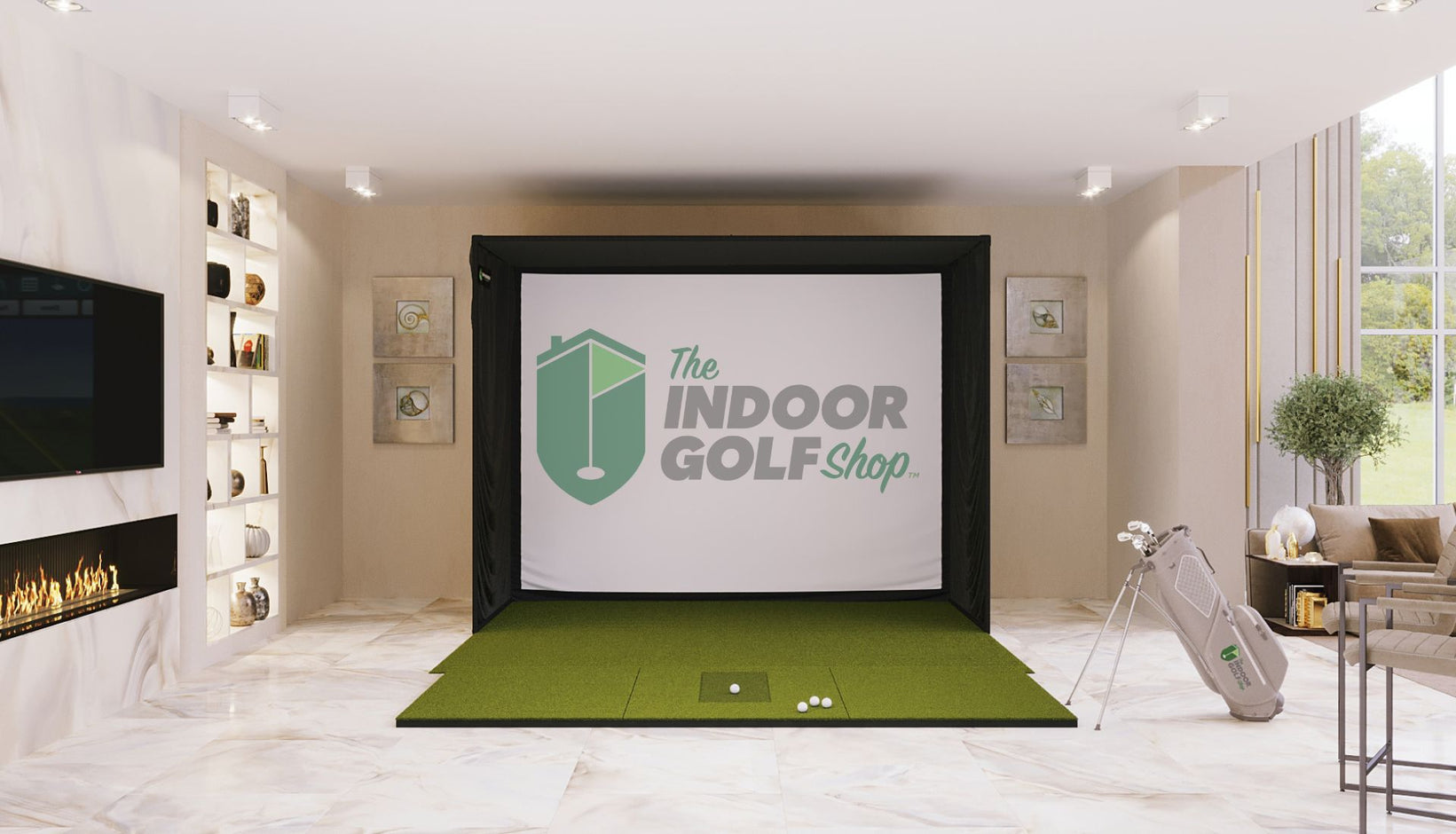 SIG10 golf simulator package with 4x10 sigpro golf mat